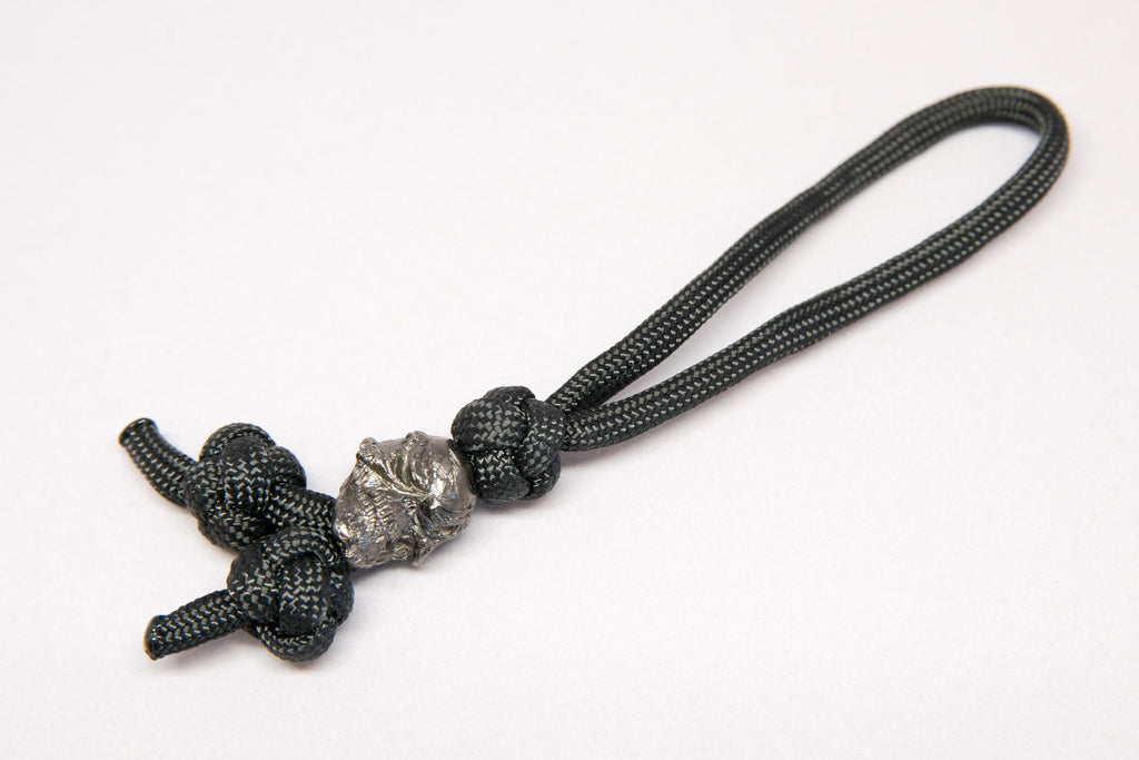 Grins Triple Diamond Knot Zipper Pull Hematite Matte - Closeout