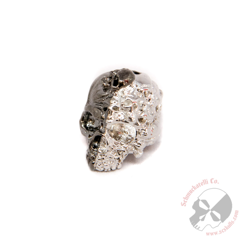 Mind Skull Bead - Split Finish Hematite and Rhodium