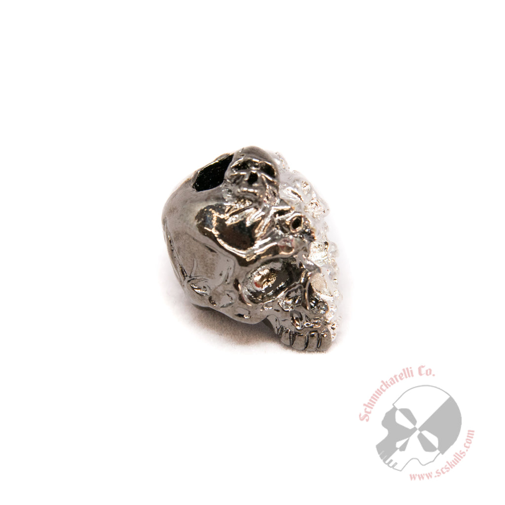 Mind Skull Bead - Split Finish Hematite and Rhodium