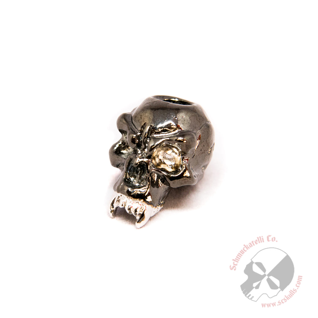Fang Skull Bead - Split Finish Hematite and Rhodium