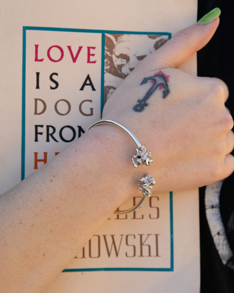 Jester Skull Flex Bangle Silver Bracelet