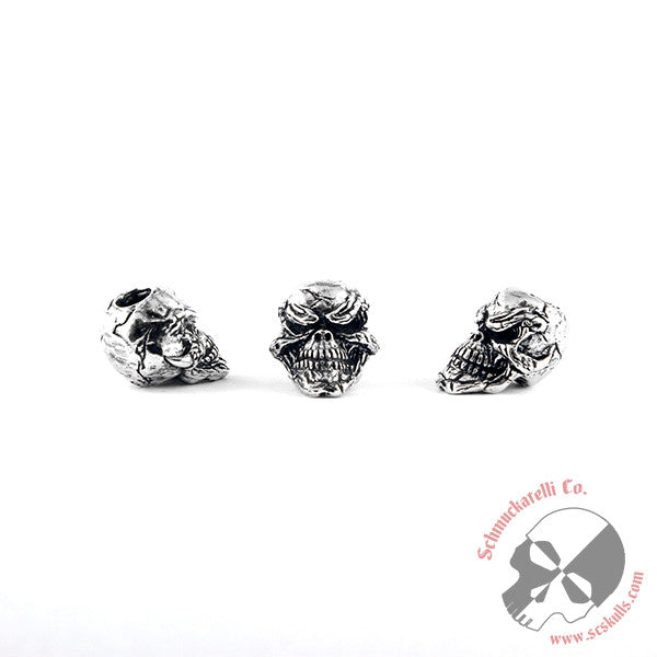 Grins Skull Bead - Solid Sterling Silver