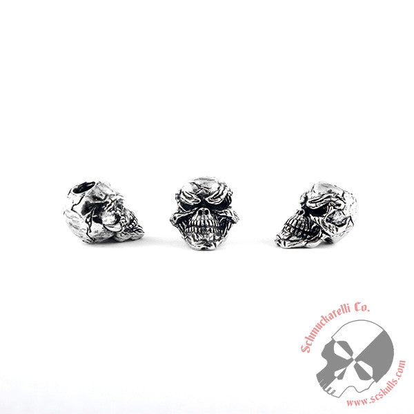 Grins Skull Bead - Solid Sterling Silver