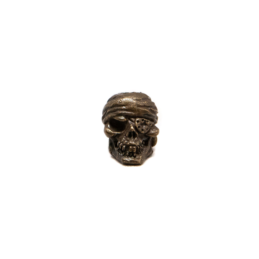 One-Eyed Jack Skull Bead - Solid Bronze