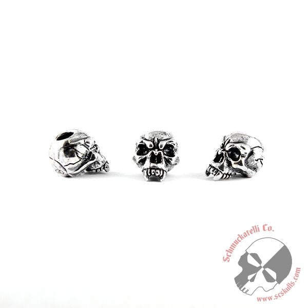 Fang Skull Bead - Solid Sterling Silver