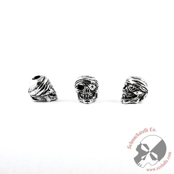 One-Eyed Jack Skull Bead - Solid Sterling Silver