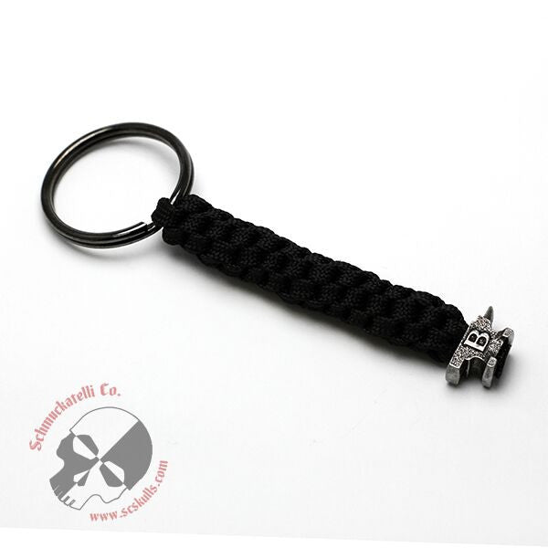 Buck Anvil Bead Key Fob - Black with Pewter Bead