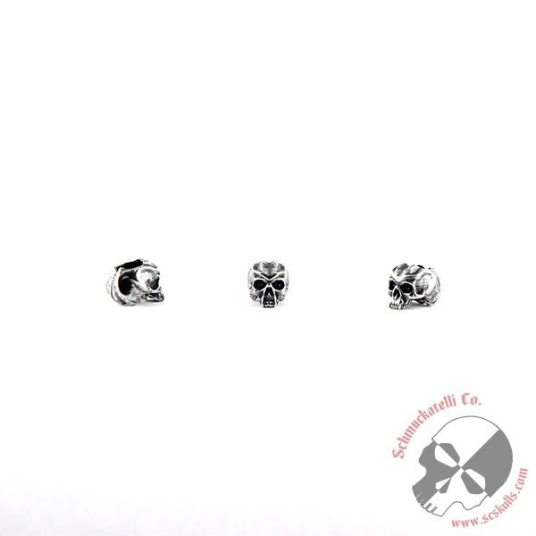 Cyber Mini Skull Bead (3/16" Hole) - Solid Sterling Silver