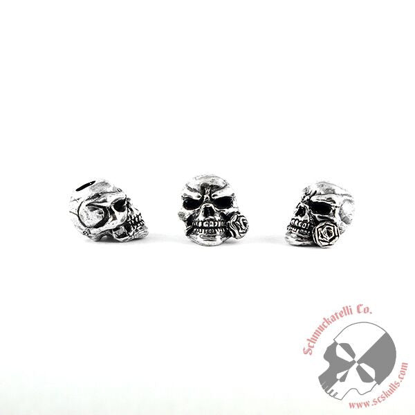 Rose Skull Bead - Solid Sterling Silver