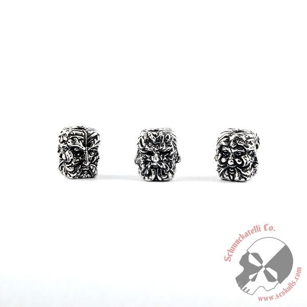Green Man Bead - Solid Sterling Silver